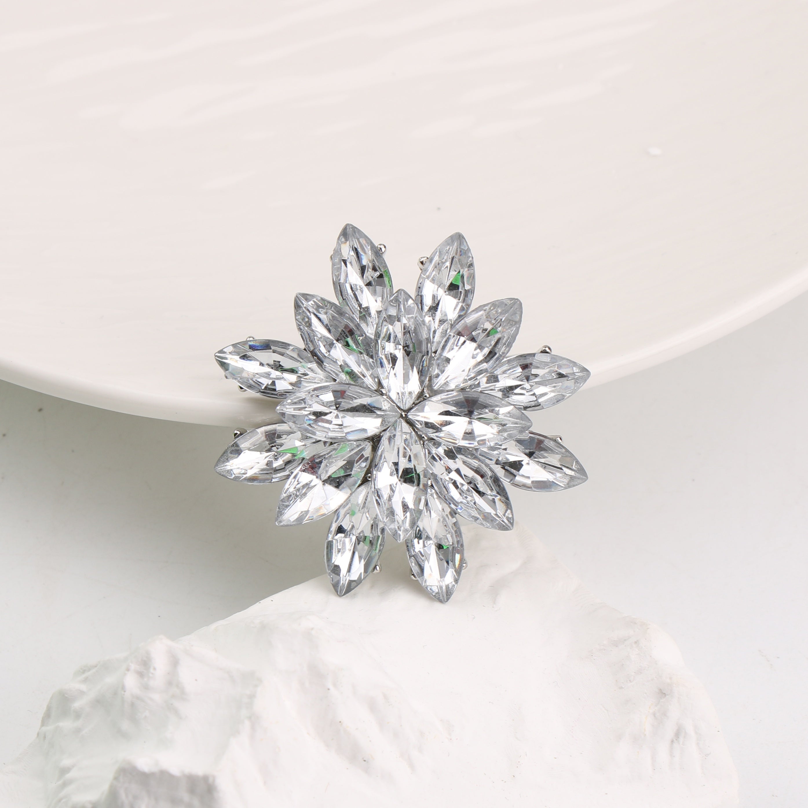 Elegant Snowflake Brooch Rhinestone Corsage Pin for Suits and Coats