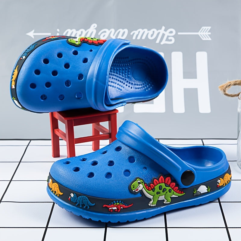 Children's Blue Dinosaur Clogs Breathable Non-Slip EVA Indoor Outdoor Sandals