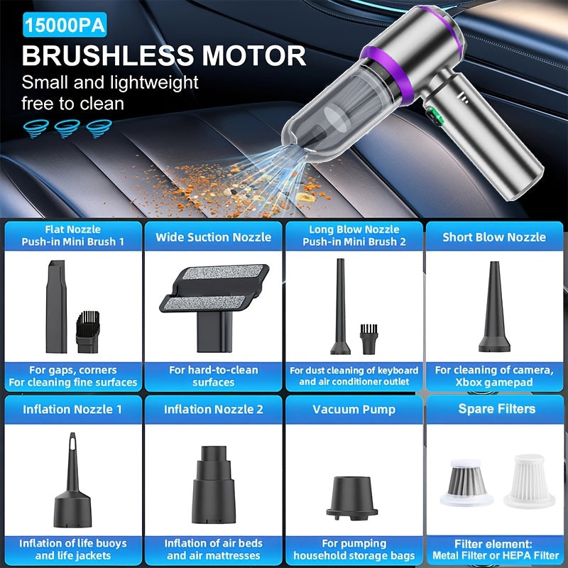 Aspiradora inalámbrica de mano portátil con alta succión y filtros