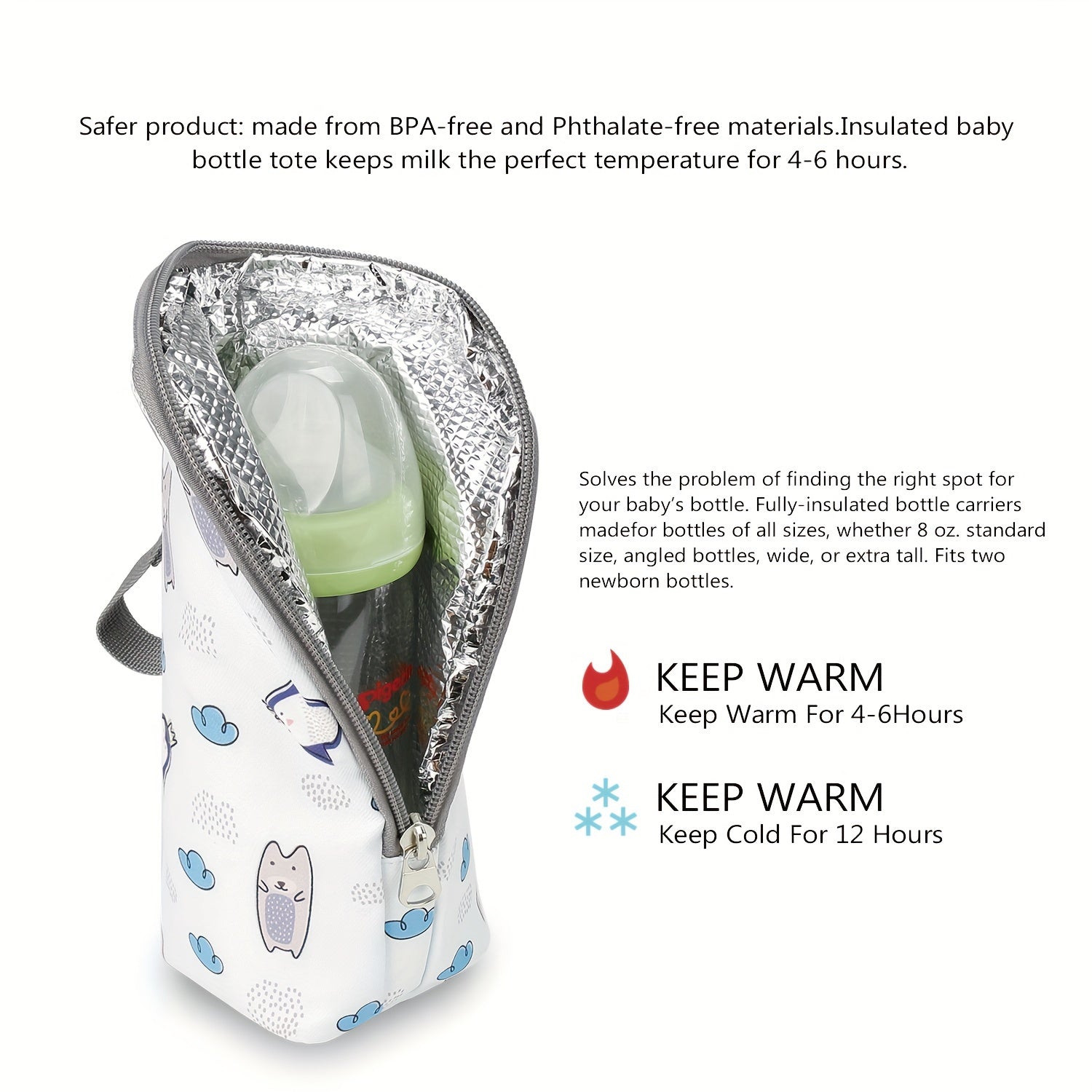 Bolsa aislante para botellas para almacenar botellas de aluminio, bolsa portátil para mamá