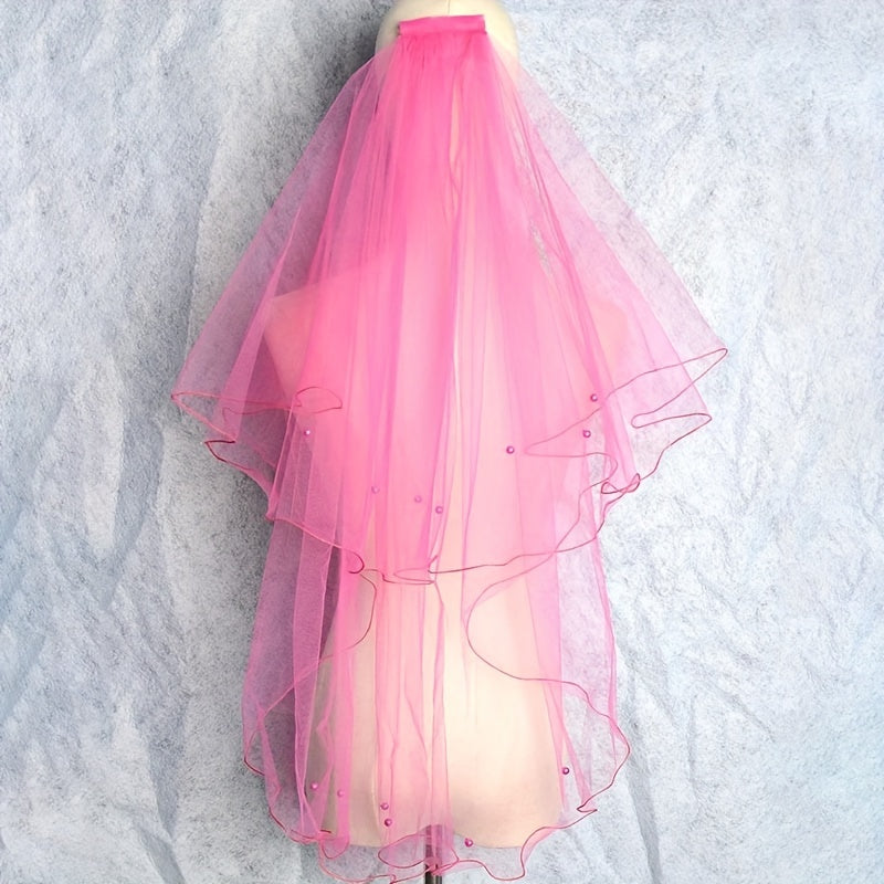 Ayollar uchun to'y soch aksessuari uchun faux marjon to'y tikanli vail, turli ranglarda