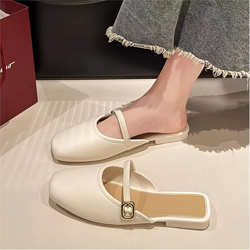 Women's Slip-On Sandals T-Strap Casual Shoes for Spring Summer