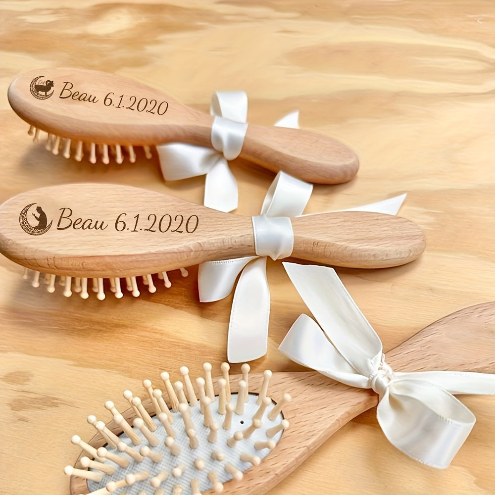 Ramazon qoʻy, yulduz va oy dizaynlari bilan o'yilgan yog'och taroq - Onalar kuni yoki tug'ilgan kun sovg'asi uchun mukammal.