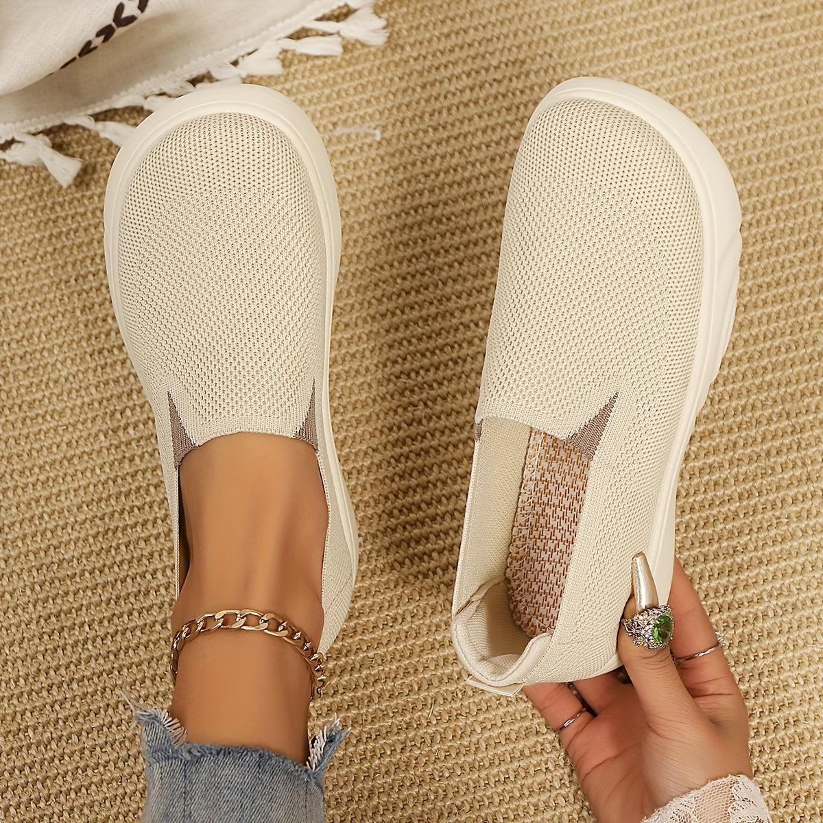 Women's Breathable Knitted Sports Shoes Casual Comfortable Sneakers