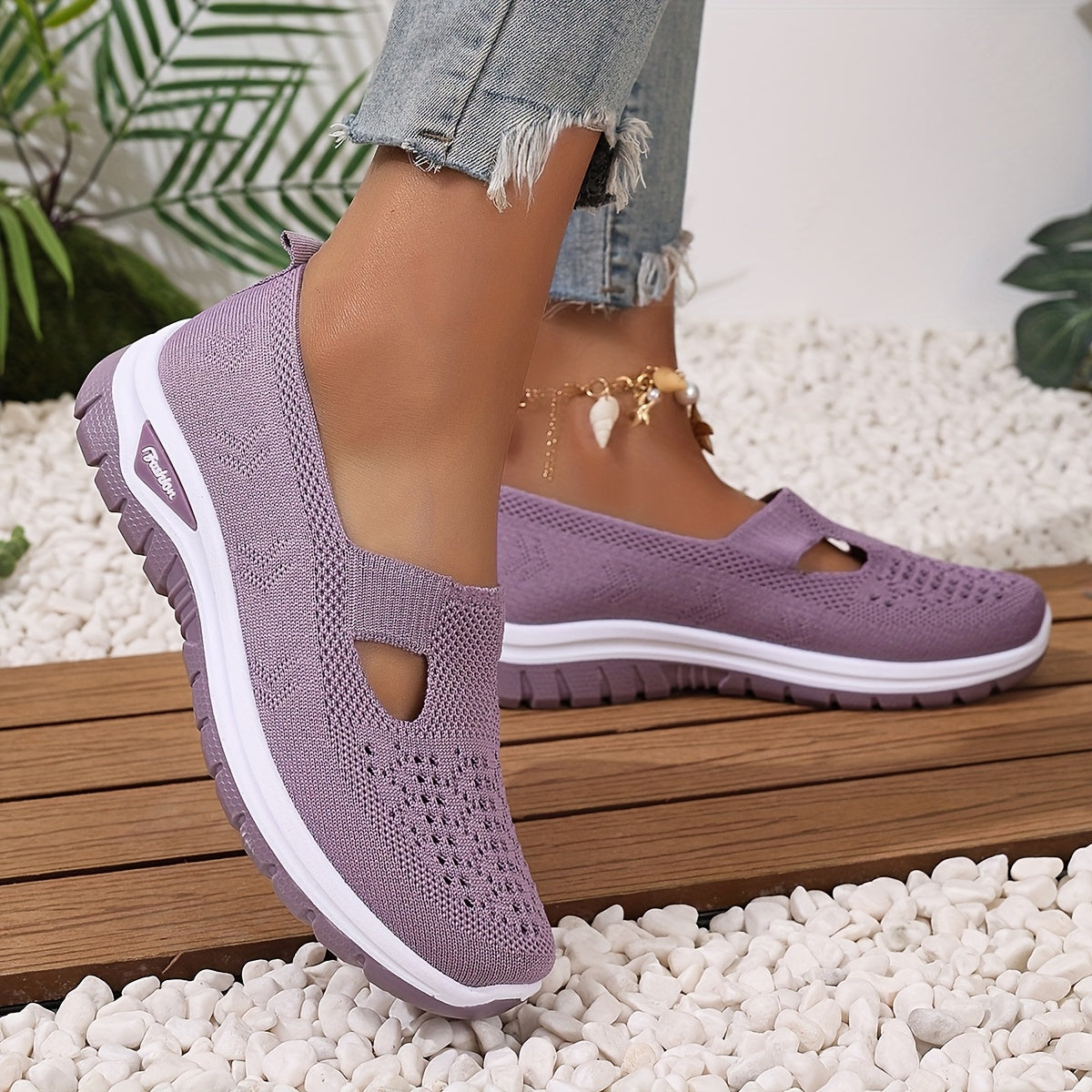 Zapatillas casuales para mujer de malla transpirable, ligeras y planas
