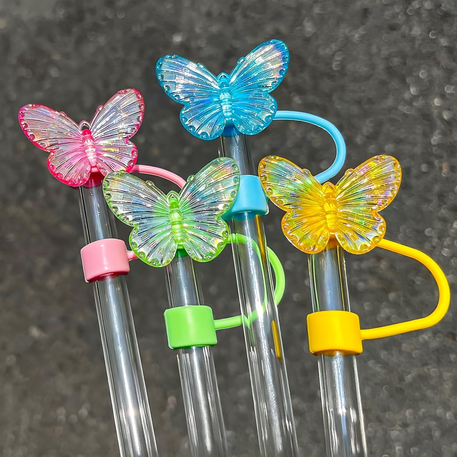 Silicone Butterfly Straw Toppers Set of 3 for 30 and 40 Oz Tumblers Reusable Drinking Straw Caps for Holidays and Parties