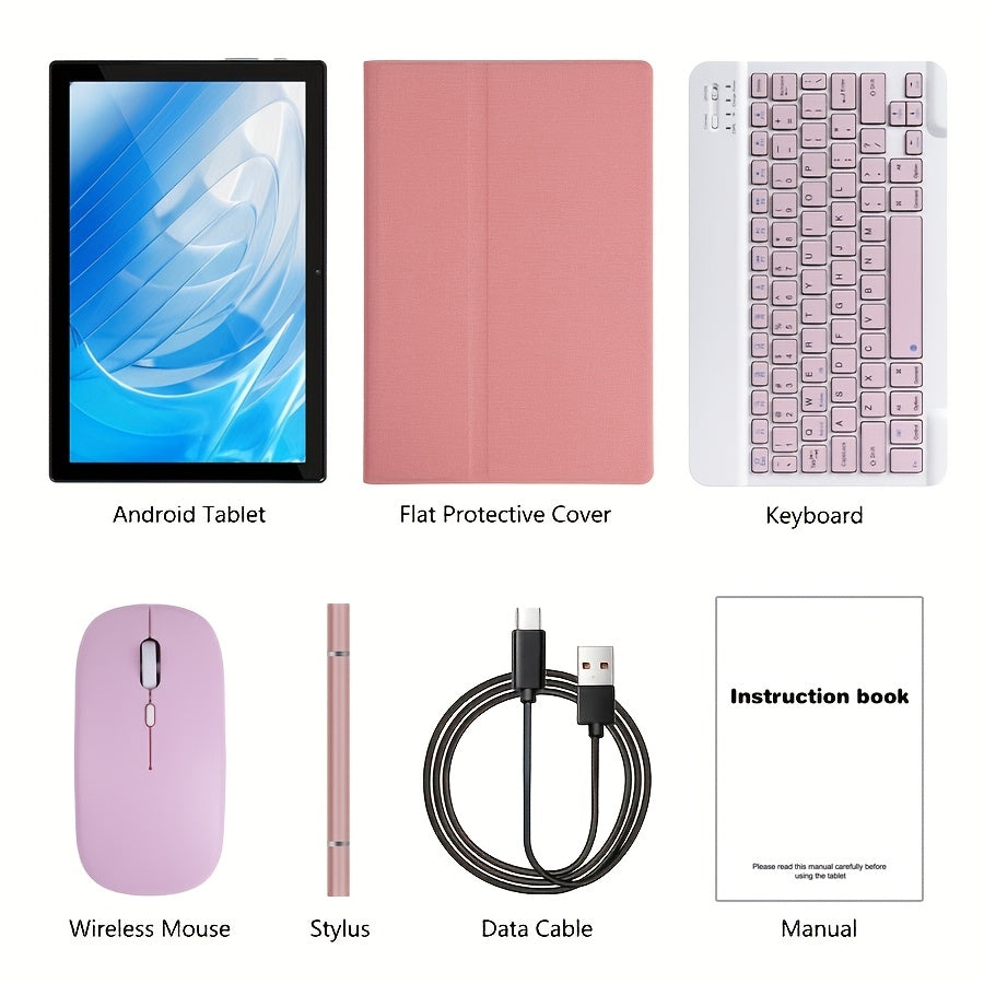 10.1-Inch Android 14 Tablet 12GB RAM 128GB ROM 2-in-1 with Keyboard Stylus