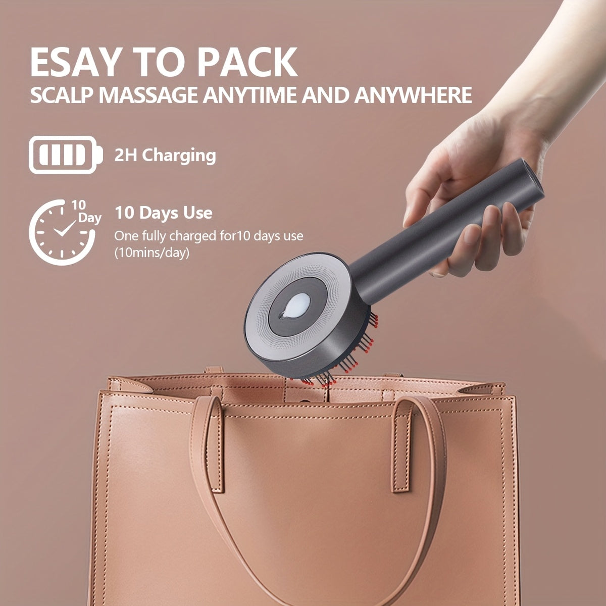 1 dona Elektrik Bosh Massajchi - USB orqali zaryadlanadigan va portativ Bosh Vibratsiya Tarag'i, Dam olish va Soch Parvarishi uchun, Yaxshilangan Shovqin Darajalari va Foydalanish Osonligi bilan