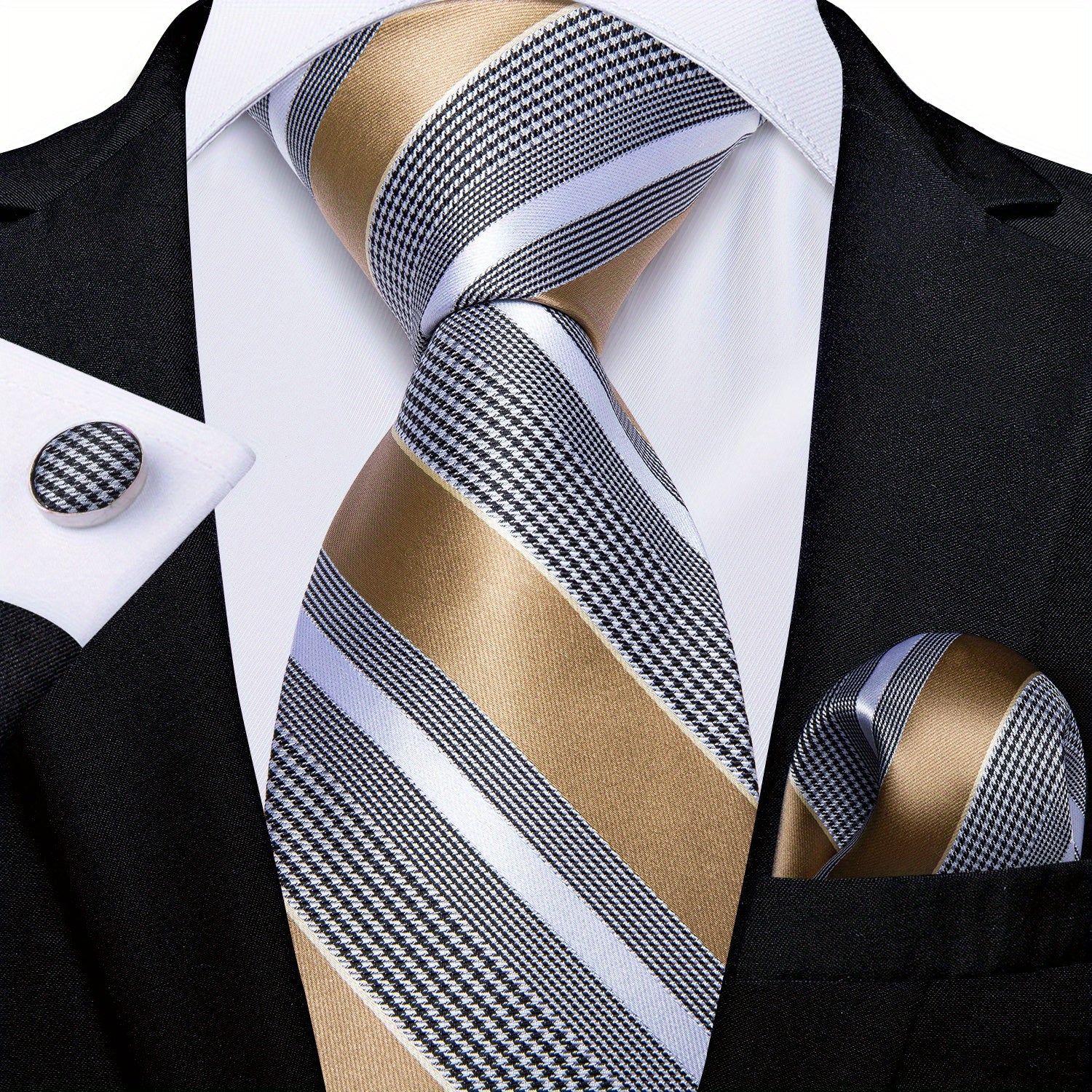 Men's Necktie Set with Cufflinks for Wedding Formal Wear Stylish Accessories