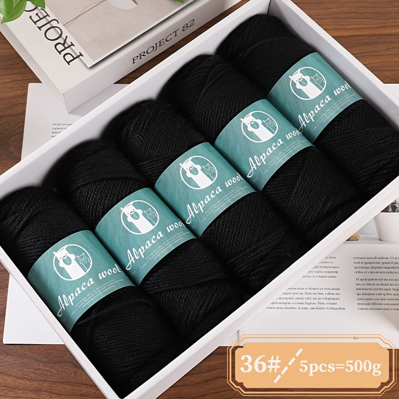 5-Pack Multicolor Alpaca Wool Yarn 500g Thick-Thin Self-Striping and Ombre