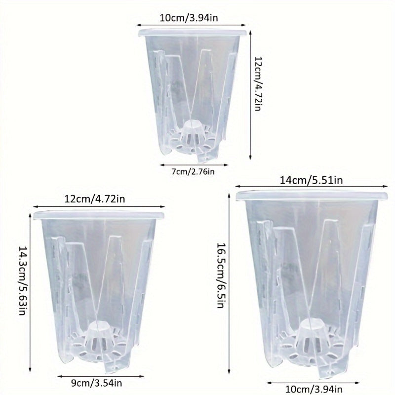 Set of 5 Round Plastic Orchid Pots with Drainage Holes for Indoor Outdoor Use