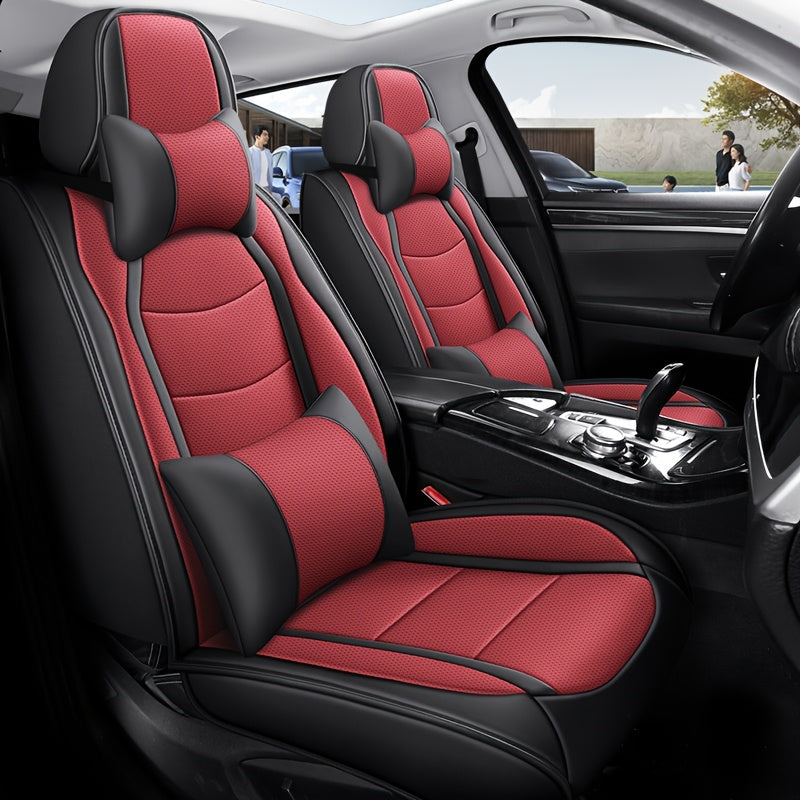 Avtomobil o‘rindigi yostiqchi, barcha mavsumlar uchun qarshilik ko‘rsatadigan PU charm, to‘liq qamrovli o‘rindiq qopqog‘i