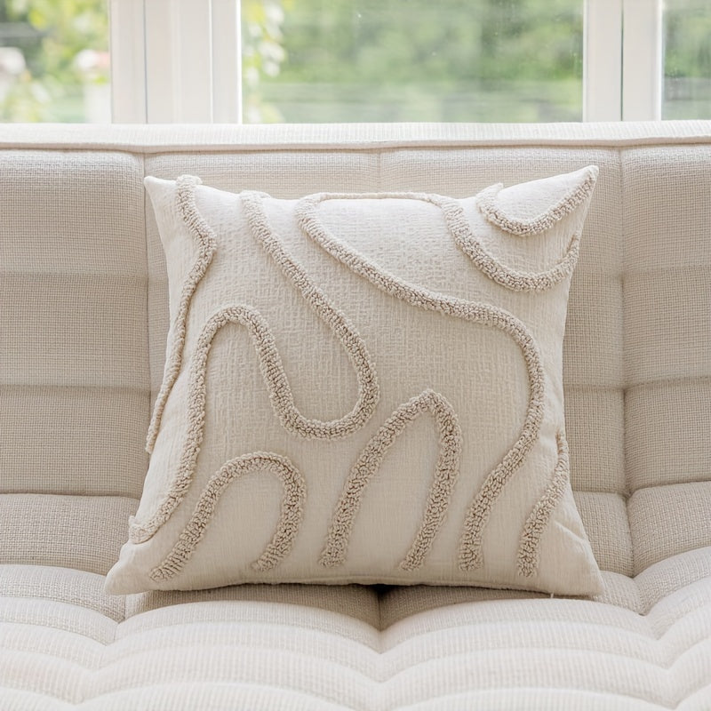 Bohemian Style Reversible Chenille Throw Pillow Cover with Zipper Closure for Home Decor