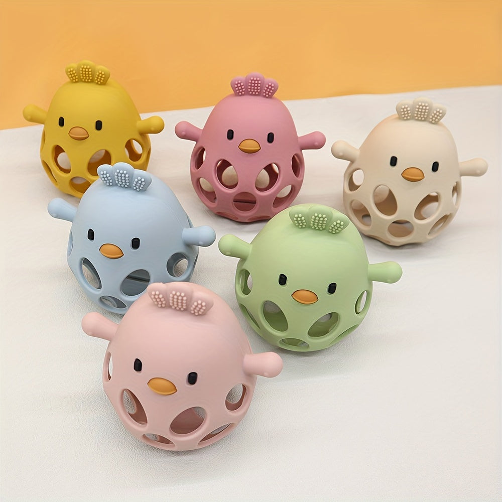 Baby Teether with Hand Grip Hollowed Out Chicken Design for Teething Relief