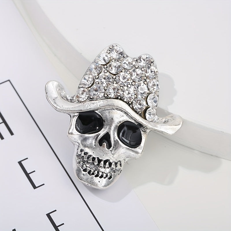 Брошь-череп на Хэллоуин для одежды, праздничный аксессуар в золотом и серебряном цвете