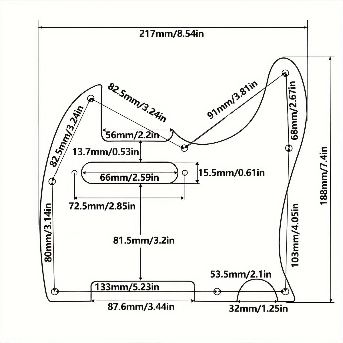 8-Hole Guitar Pickguard for Standard FD TL Modern Style Electric Guitars Multiple Colors