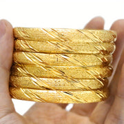 Ayollar va uniseks zargarlik uchun Afrika Efiopiya qo‘l bilakuzuklari bilan 6 ta oltin qoplangan mis bangles to'plami