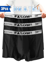Men's Mesh Underwear Set 3 Pack Breathable Stretch Boxer Briefs Casual Sports