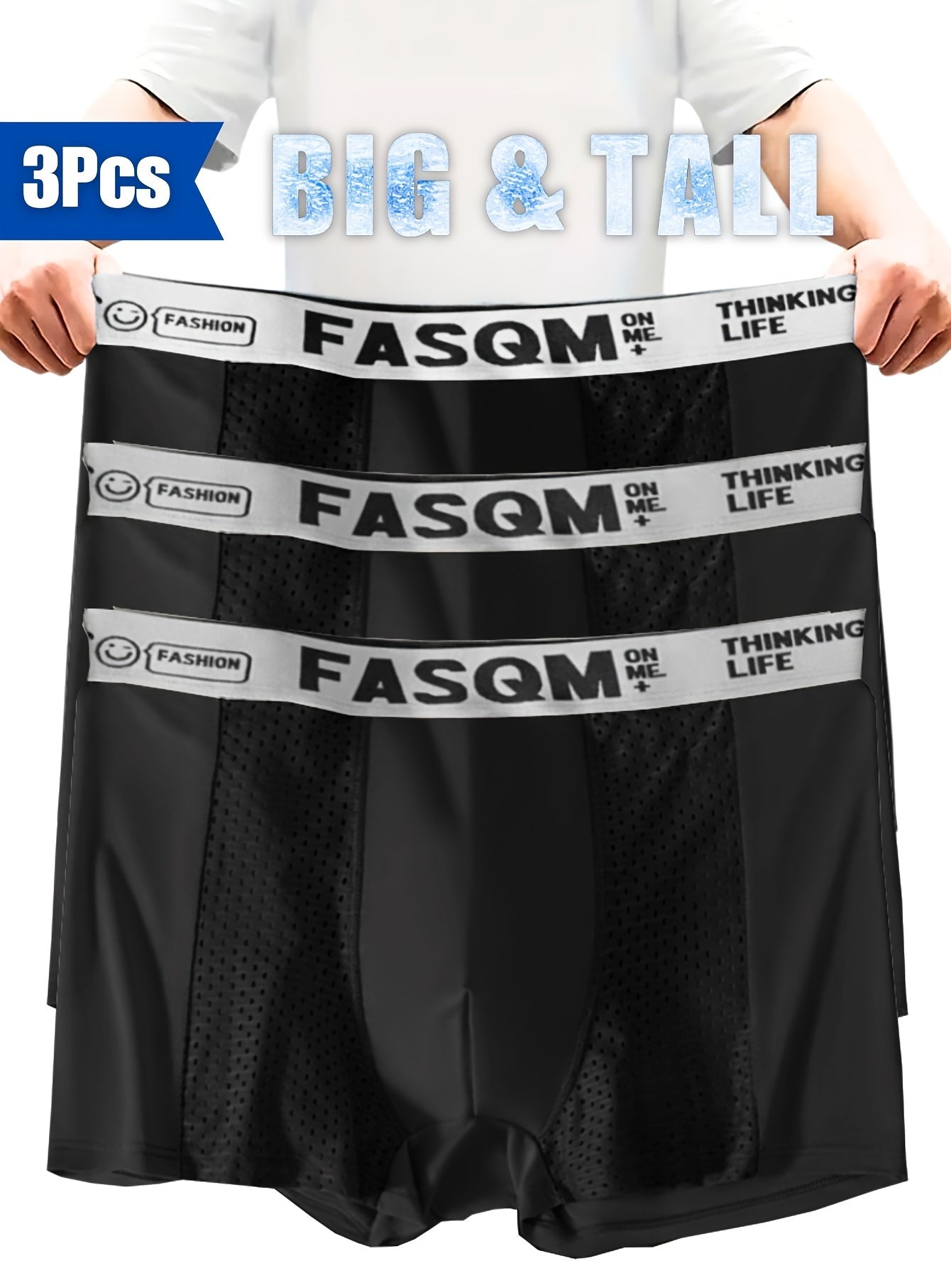 Men's Mesh Underwear Set 3 Pack Breathable Stretch Boxer Briefs Casual Sports