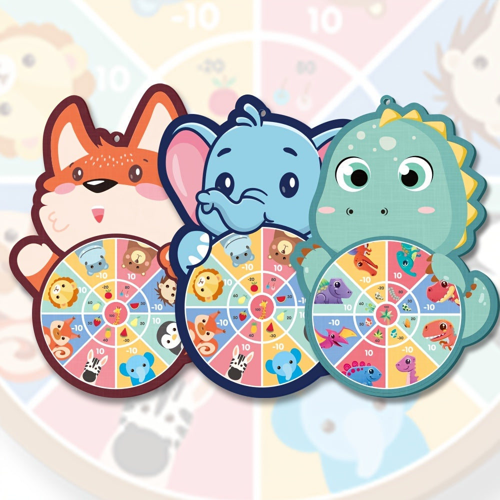 Набор мишеней для дартса со слипающимися мячами и крючком, включающий 6 мячей с мультяшными животными для активного отдыха и обучения на улице и в помещении.