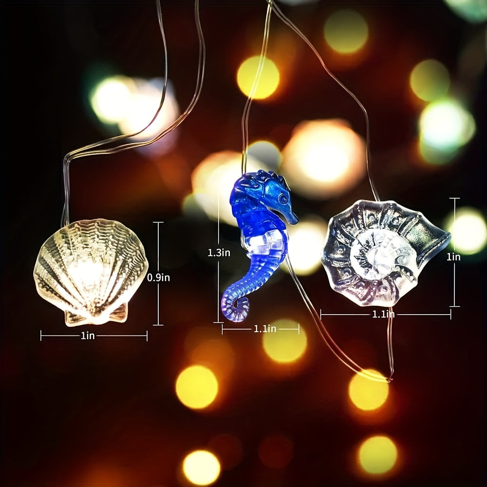 Sea Horse Starfish Shell Conch LED String Lights Battery Operated Decorative Lighting for Party Wedding Bedroom