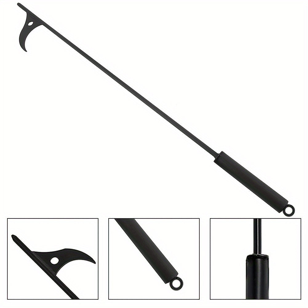 Long-Handled Black Iron Fire Poker for Fireplace Logs and Grilling