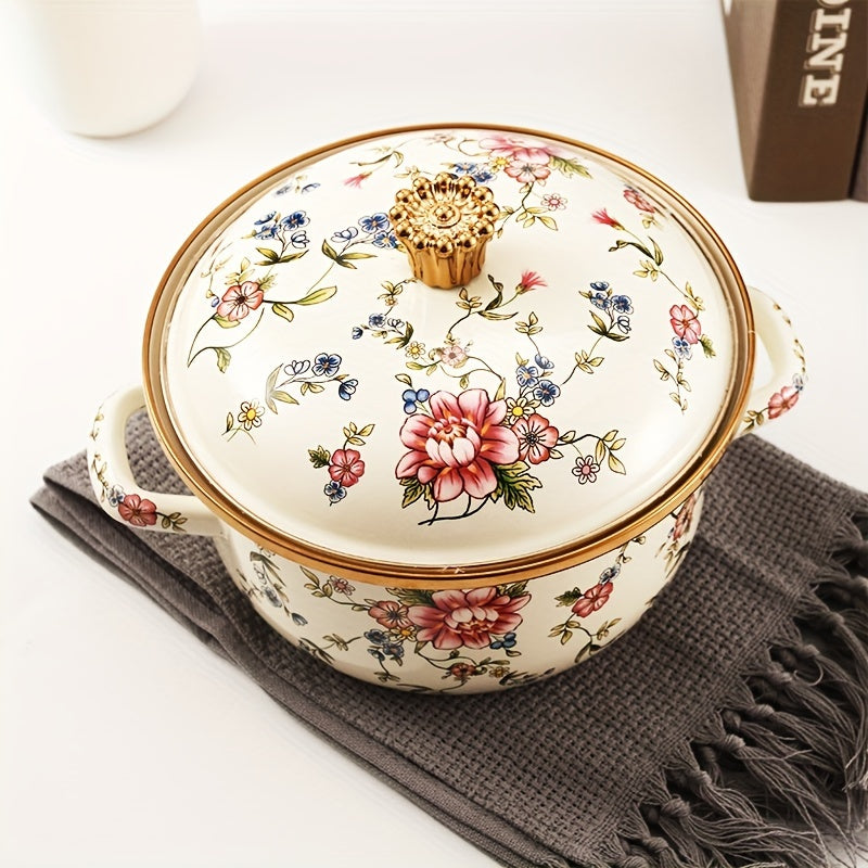 Enamel Double Ear Soup Pot Thickened High-Temperature Resistant for Electric Stove Gas Kitchenware