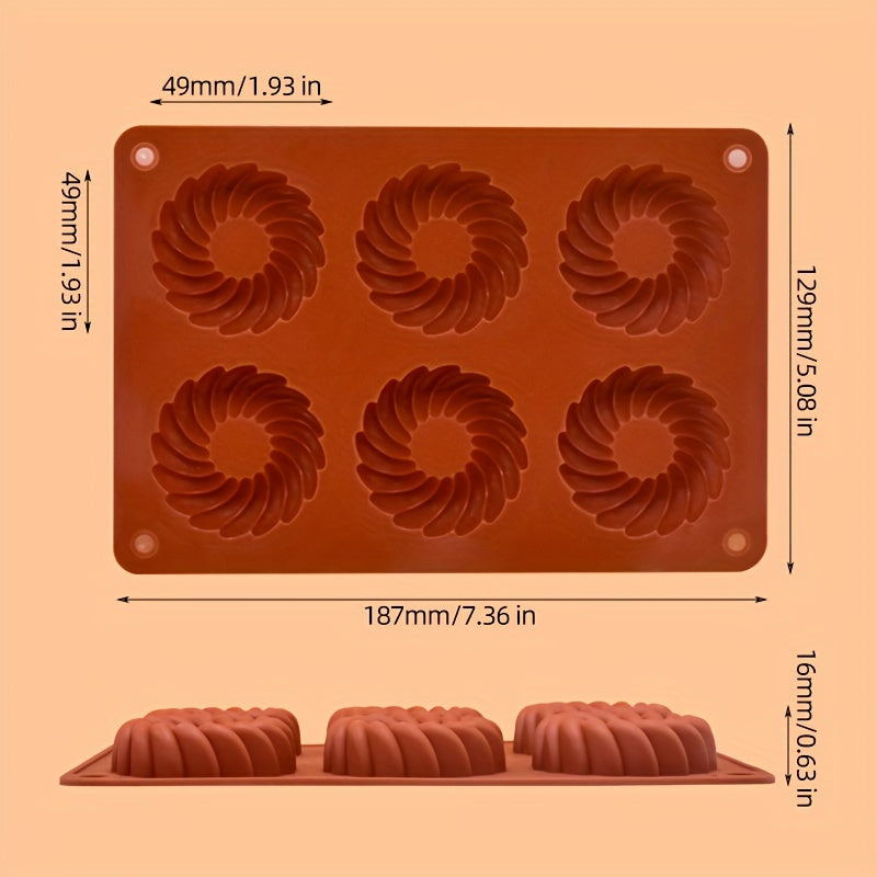 3D Silicone Chocolate Mold with 6 Cavities for Cookies and Cakes