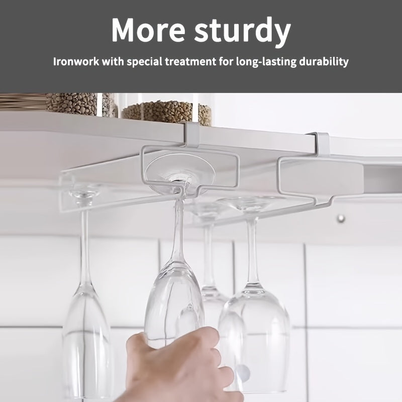 Metal Stemware Rack Hanging Storage Organizer for Glassware Under Cabinet
