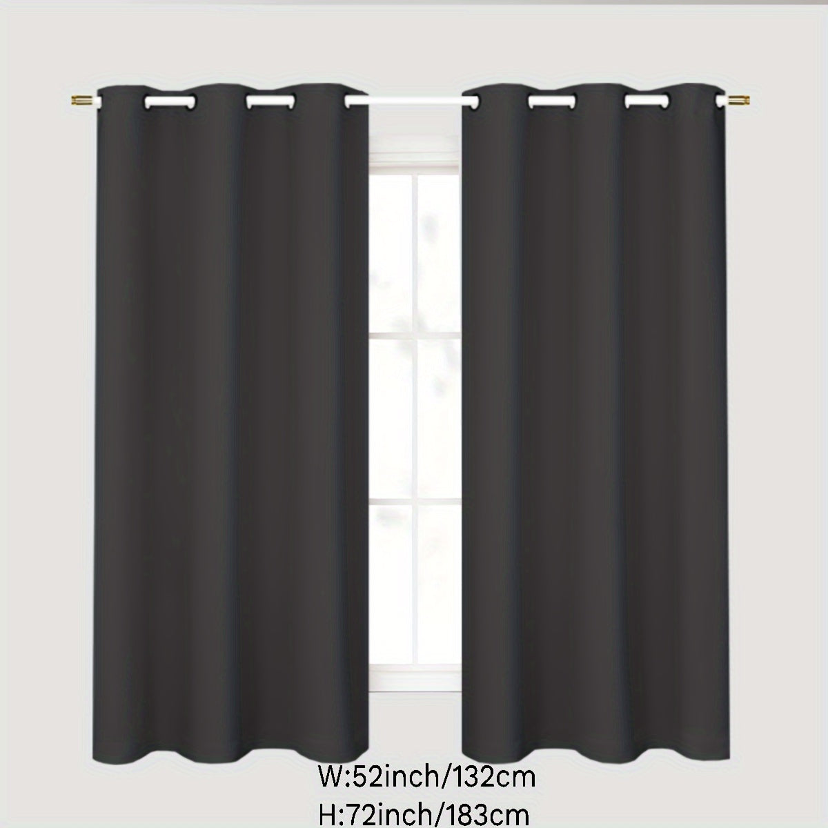 Gray Blackout Curtains for Bedroom Living Room Thermal Insulation Noise Reduction 1PC