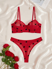 Women's Red Polka Dot Vintage Lingerie Set