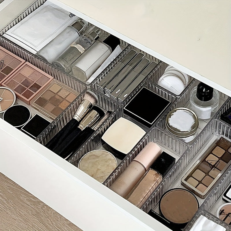 6-Piece Clear PET Cosmetic Organizer Set for Bathroom and Home Storage