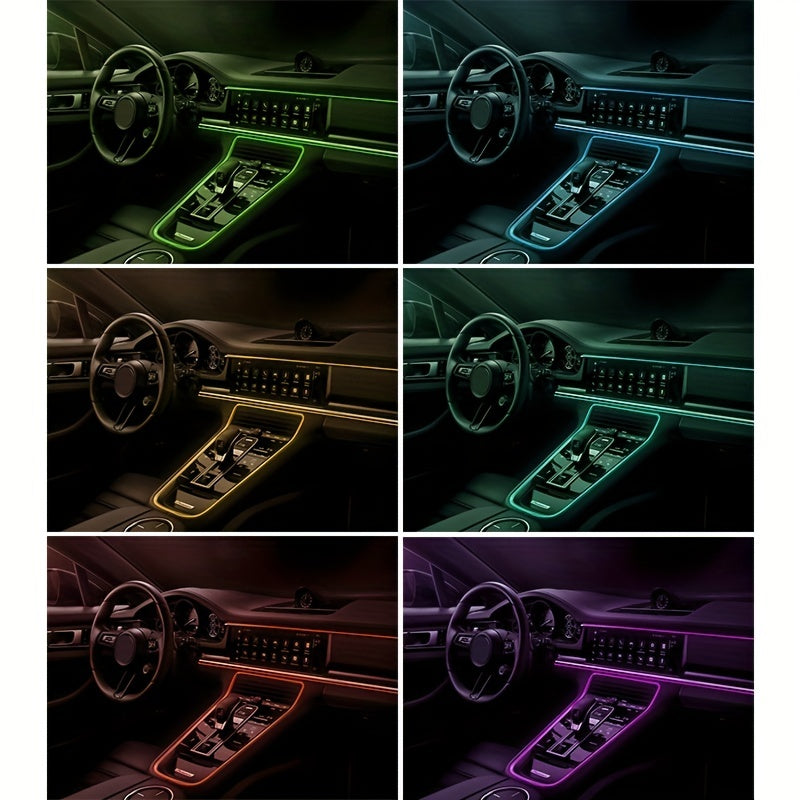 Car Interior RGB LED Strip Lights Neon Fiber Optic Decorative Ambient