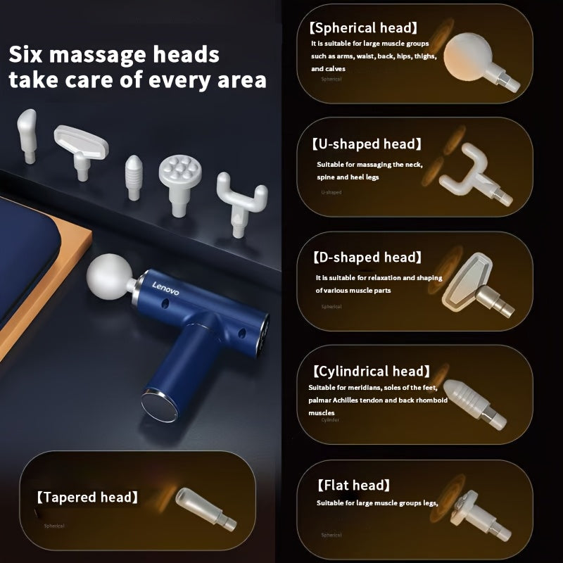 Massage Gun with 6 Heads Rechargeable Body Massager for Fitness and Muscle Recovery