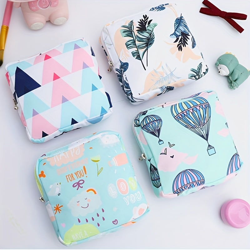 Cartoon Printed Portable Storage Bag Waterproof Large Capacity Organizer for Girls Coins Headsets Art Supplies