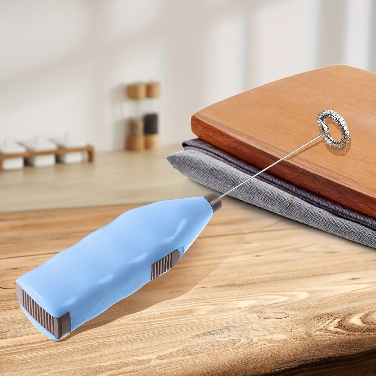 Ручной электрический миксер из нержавеющей стали, работающий на батарейках, для кофе, молочного чая, кухни