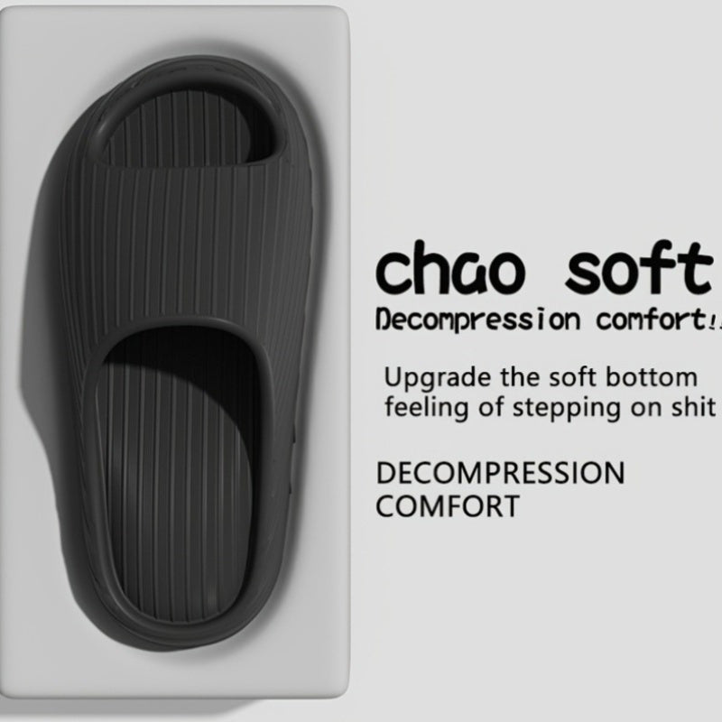 Women's EVA Pillow Slippers Open Toe Shower Sandals Black/Beige