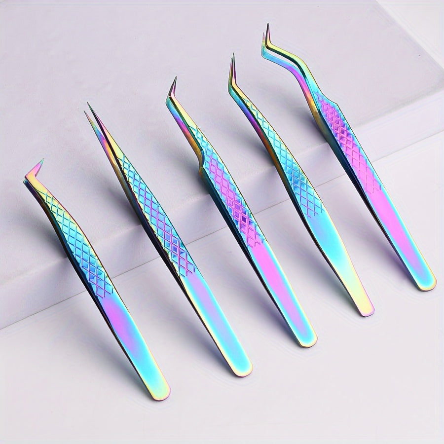 Juego de pinzas para pestañas de acero inoxidable unisex, injerto de precisión, pinza para pestañas postizas