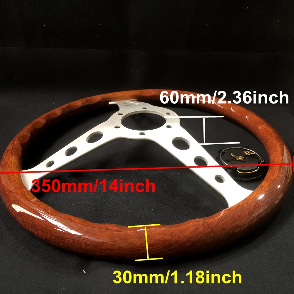 Универсальное деревянное рулевое колесо для гонок и дрифта, 35.56 см, черное/серебро