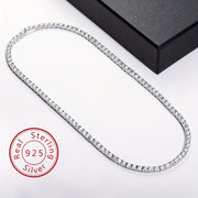 Sterling Silver Cuban Hip Hop Necklace with Moissanite Stones 18-24 Inch