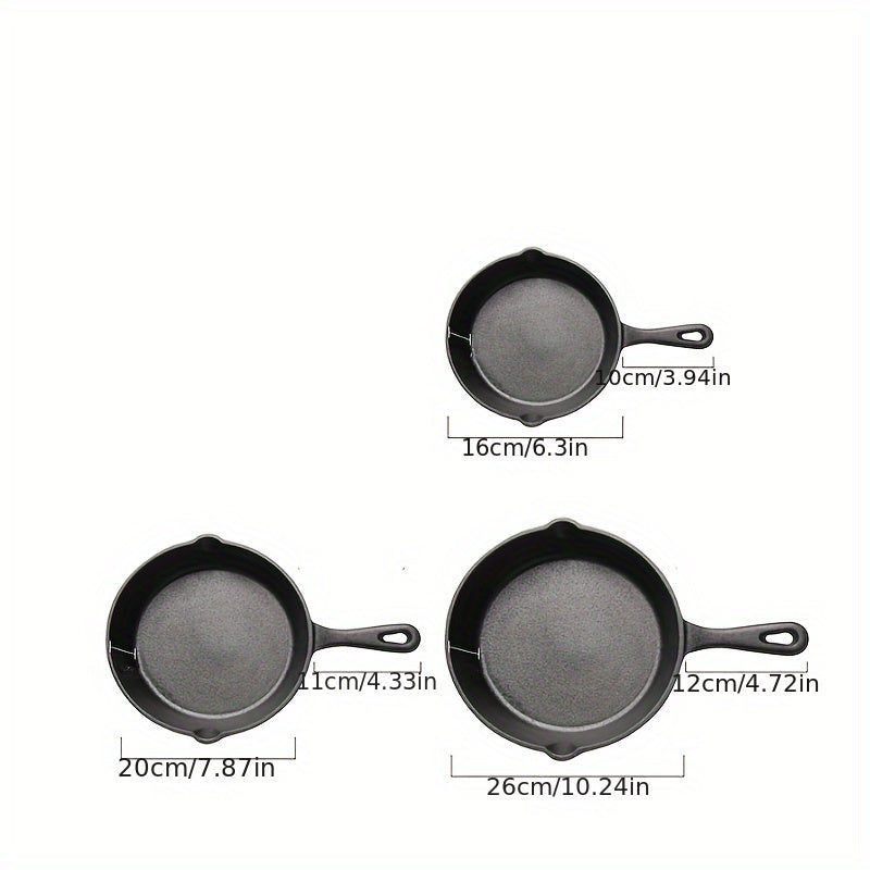 Cast Iron Skillet Set Non-Stick Oven Safe Durable for Home Cooking