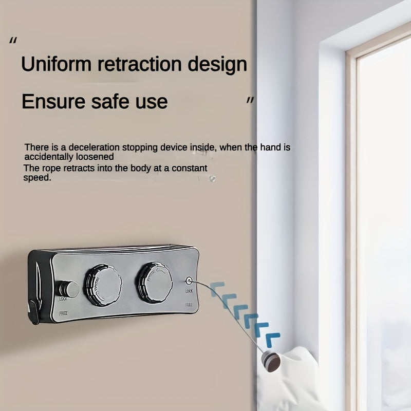 Adjustable 5.1m Stainless Steel Retractable Clothesline for Indoor Balconies