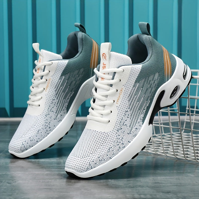 Men's Color Block Breathable Running Shoes with Lace-Up Design and Rubber Sole