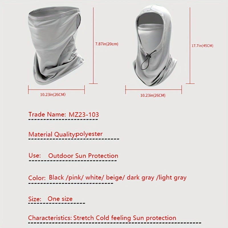 Unisex Ice Silk Balaclava Set with Sun Protection UV Neck Gaiter and Cap