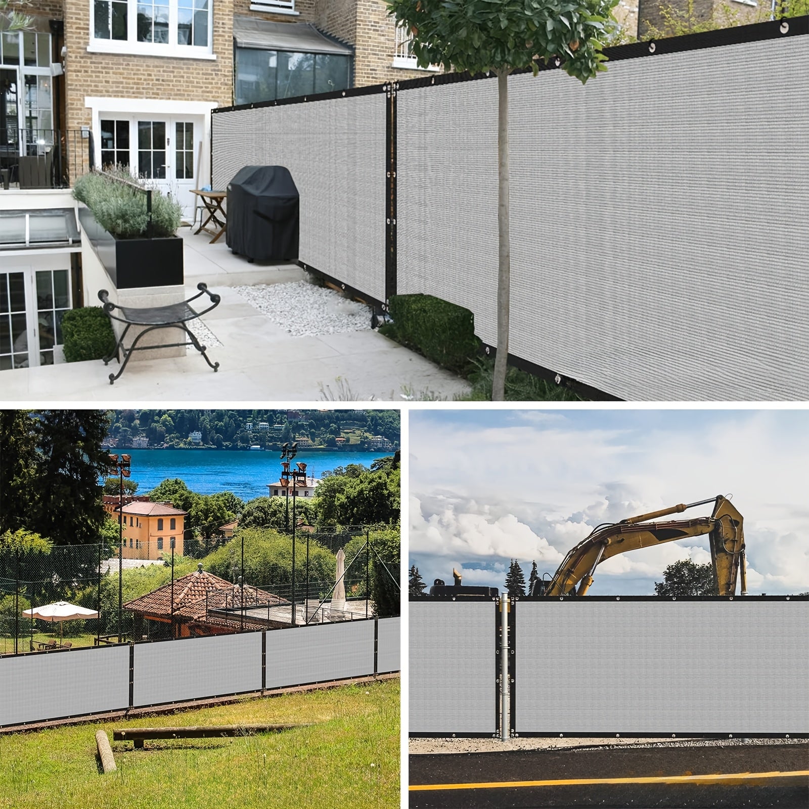 Outdoor Privacy Screen for Fence Balcony Yard 6x15 Gray Wind Blocker GSM 150