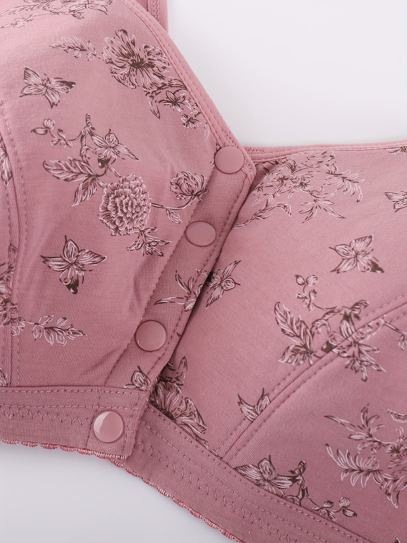 Women's Plus Size Floral Print Bras Seamless Front Closure Supportive