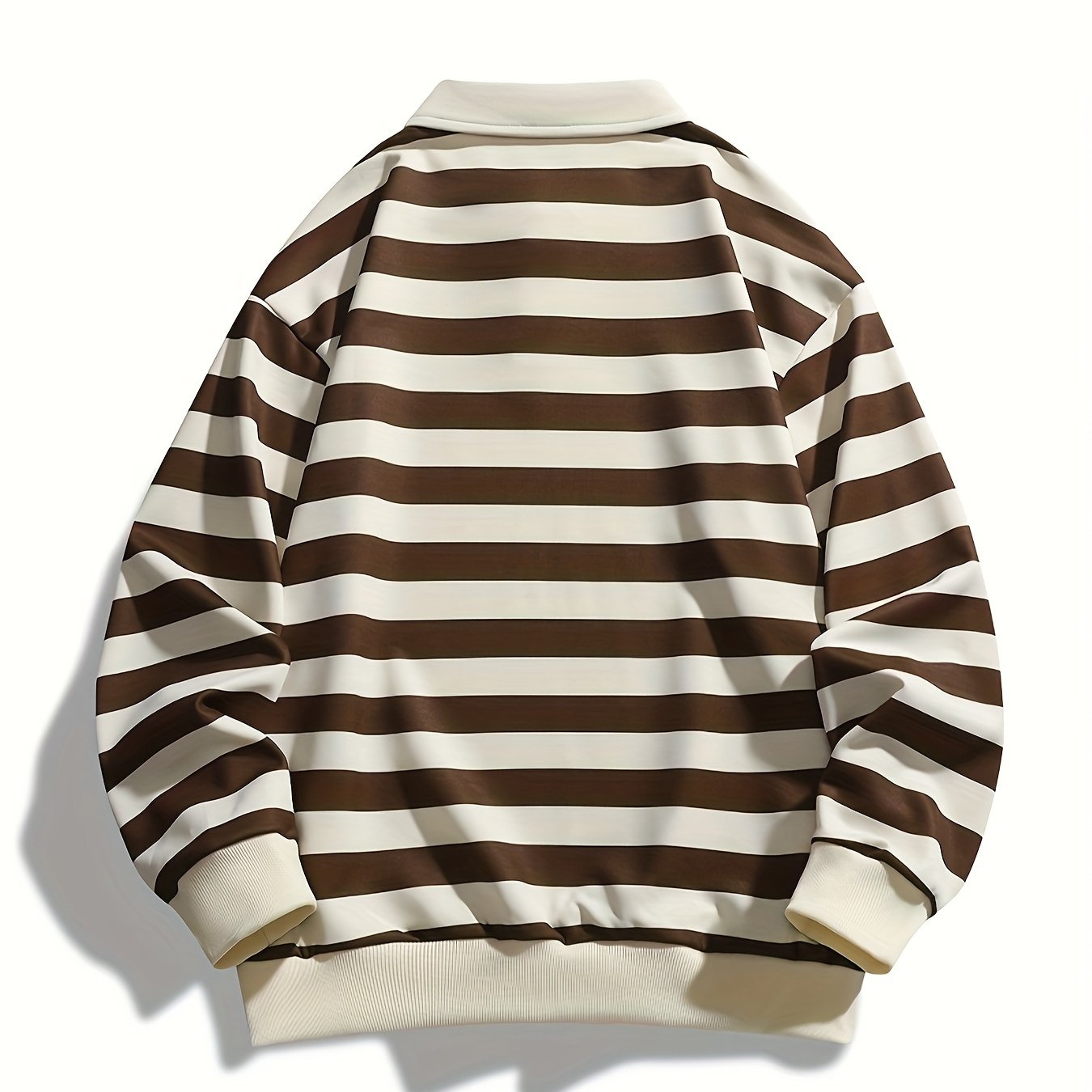 Men's Striped Long Sleeve Polo Shirt Casual Polyester Regular Fit