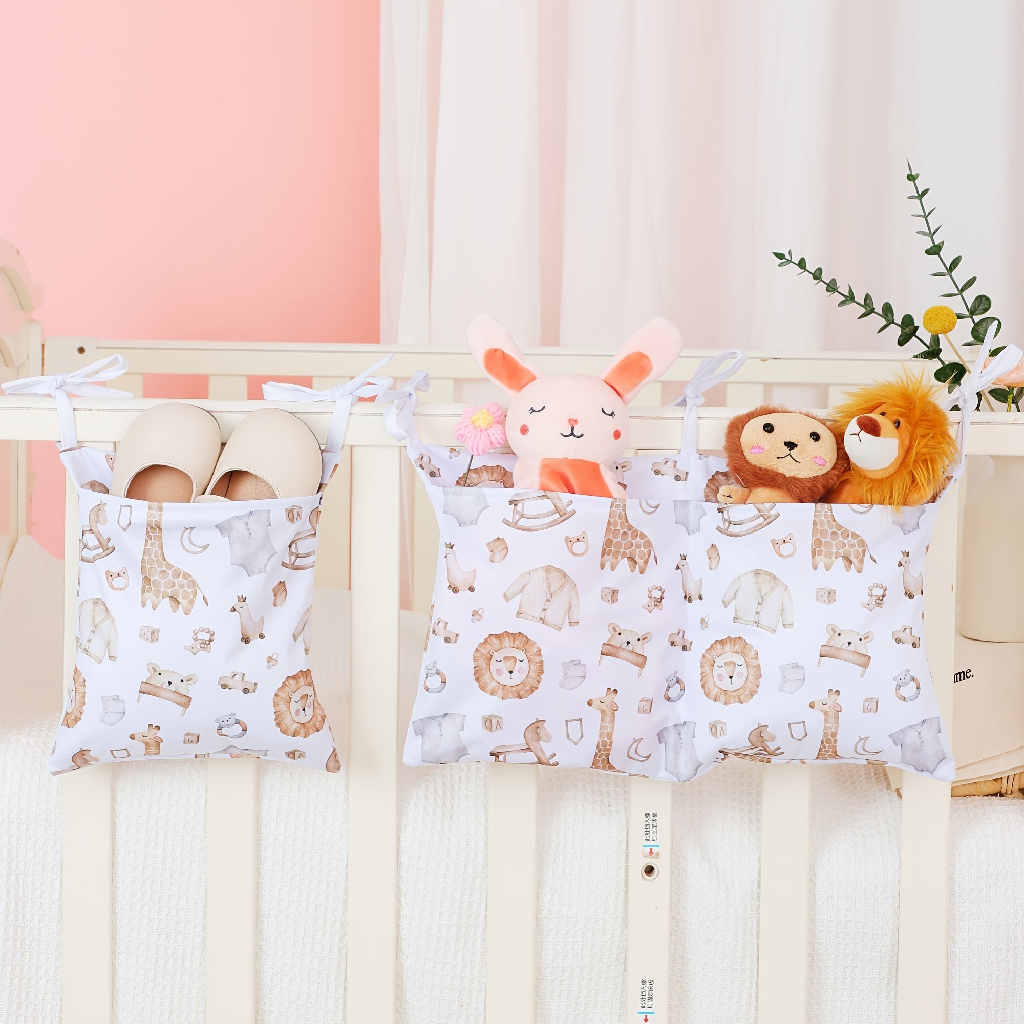 Kids Bedside Storage Organizer with Pockets, Hanging Design, Cute Print