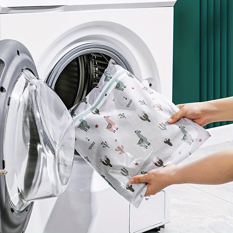 Juego de 3 bolsas de malla duraderas para lavandería con cremallera y diseño de alpaca