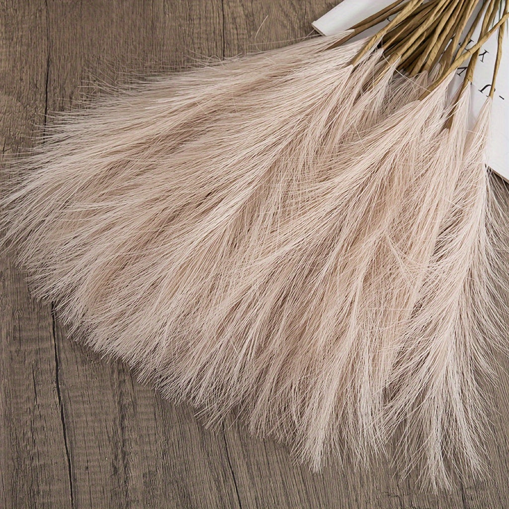 15pcs Faux Pampas Grass Bundle 55.88cm Cream Light Brown for Home Decor Living Room Vase Display